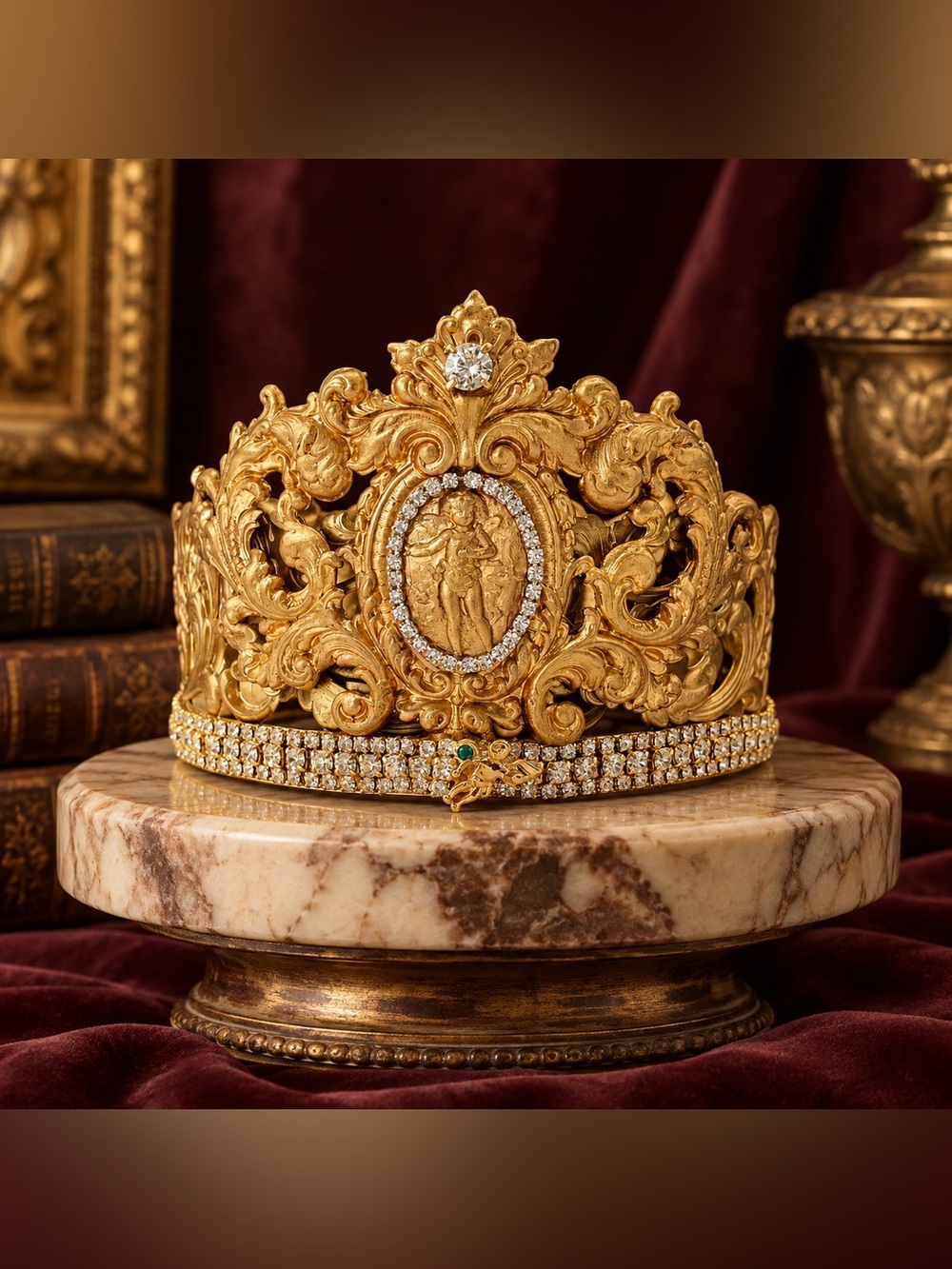 EROS Decor Crown – Gold Cherub Baroque Crown, Romantic